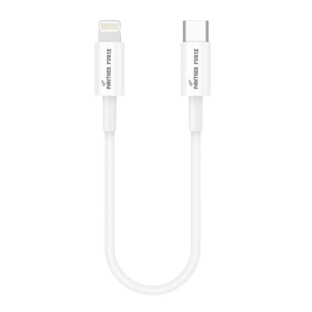 PF286- Panther Force 20cm Data Cable for USB-C to Apple Connector - Extended Length for Convenient Charging and Syncing of Your Phone PF286- Panther Force 20cm Data Cable for USB-C to Apple Connector - Extended Length for Convenient Charging and Syncing of Your Phone